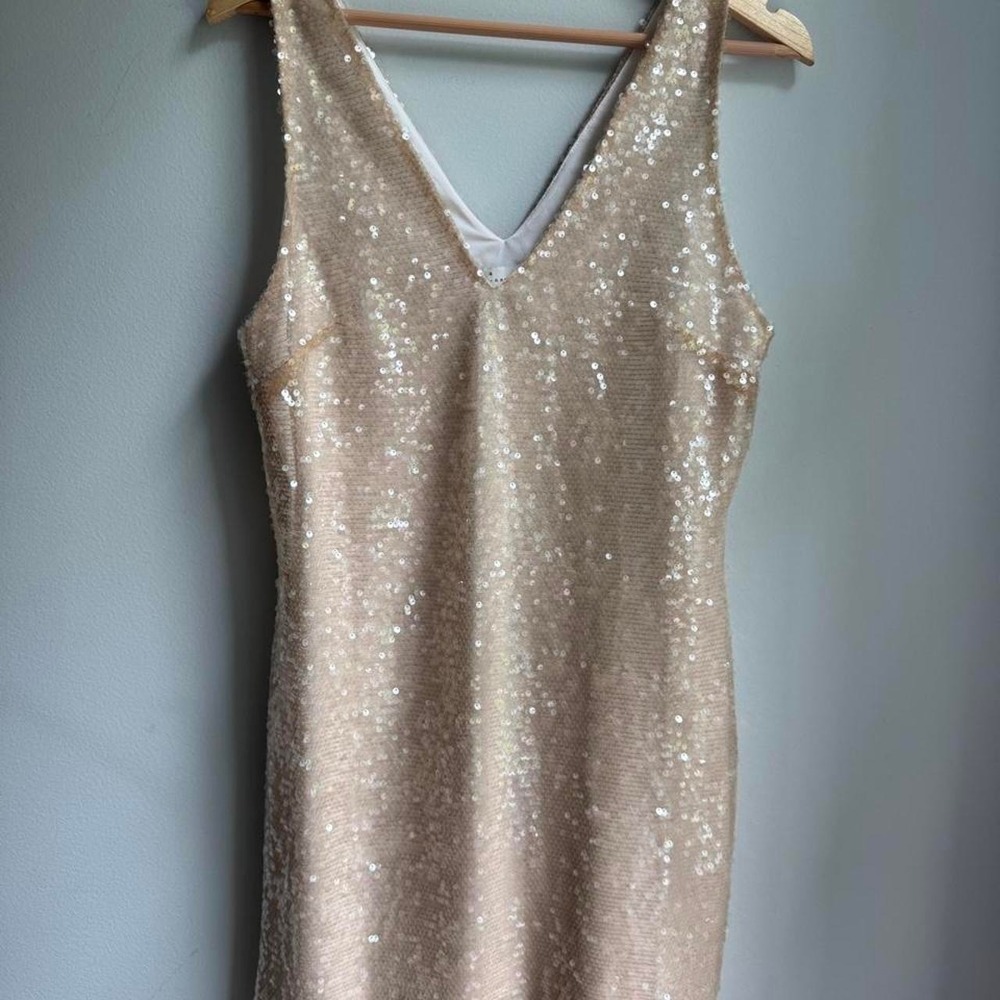 A New Day gold sequin deep-v dress in a women's S